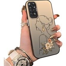 HONTINGA Xiaomi Redmi Note 11 ile Uyumlu Kılıf Silikon Kenar Sert Arka Kamera Koruyucu Basitlik Anti Düşme Kamera Sevgili Çift Kılıf Çizgi Sanatı Desen Couple Telefon Kılıfı K1-2495