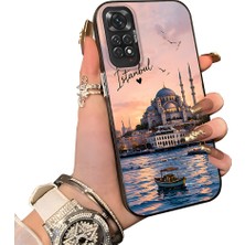 HONTINGA Xiaomi Redmi Note 11 ile Uyumlu Kılıf Silikon Kenar Sert Arka Kamera Koruyucu Basitlik Anti Düşme Kamera Sevgili Çift Kılıf Istanbul Desen Couple Telefon Kılıfı K1-2492