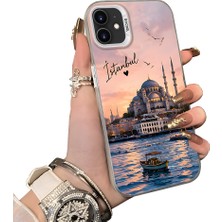 HONTINGA iPhone 12 Mini ile Uyumlu Kılıf Silikon Kenar Sert Arka Kamera Koruyucu Basitlik Anti Düşme Kamera Sevgili Çift Kılıf Istanbul Desen Couple Telefon Kılıfı K1-2492