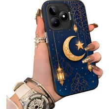 HONTINGA Realme C53 ile Uyumlu Kılıf Silikon Kenar Sert Arka Kamera Koruyucu Basitlik Anti Düşme Kamera Sevgili Çift Kılıf Hilal ve Yıldız Desen Couple Telefon Kılıfı K1-2493