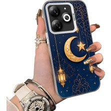 HONTINGA Infinix Smart 8 ile Uyumlu Kılıf Silikon Kenar Sert Arka Kamera Koruyucu Basitlik Anti Düşme Kamera Sevgili Çift Kılıf Hilal ve Yıldız Desen Couple Telefon Kılıfı K1-2493