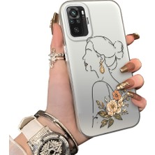HONTINGA Xiaomi Redmi Note 10 ile Uyumlu Kılıf Silikon Kenar Sert Arka Kamera Koruyucu Basitlik Anti Düşme Kamera Sevgili Çift Kılıf Çizgi Sanatı Desen Couple Telefon Kılıfı K1-2495