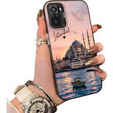 HONTINGA Xiaomi Redmi Note 10 ile Uyumlu Kılıf Silikon Kenar Sert Arka Kamera Koruyucu Basitlik Anti Düşme Kamera Sevgili Çift Kılıf Istanbul Desen Couple Telefon Kılıfı K1-2492