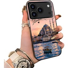 HONTINGA iPhone 18 Pro Max ile Uyumlu Kılıf Silikon Kenar Sert Arka Kamera Koruyucu Basitlik Anti Düşme Kamera Sevgili Çift Kılıf Istanbul Desen Couple Telefon Kılıfı K1-2492