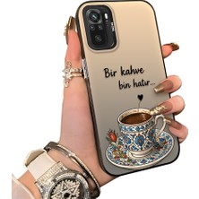 HONTINGA Xiaomi Redmi Note 10 4g ile Uyumlu Kılıf Silikon Kenar Sert Arka Kamera Koruyucu Basitlik Anti Düşme Kamera Sevgili Çift Kılıf Türk Kahvesi Desen Couple Telefon Kılıfı K1-2497