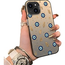 HONTINGA iPhone 13 Mini ile Uyumlu Kılıf Silikon Kenar Sert Arka Kamera Koruyucu Basitlik Anti Düşme Kamera Sevgili Çift Kılıf Nazar Boncuğu Desen Couple Telefon Kılıfı K1-2498