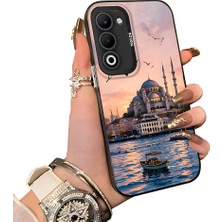 HONTINGA Oppo A5 5g ile Uyumlu Kılıf Silikon Kenar Sert Arka Kamera Koruyucu Basitlik Anti Düşme Kamera Sevgili Çift Kılıf Istanbul Desen Couple Telefon Kılıfı K1-2492