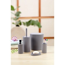 Silky Real 5'li Modern ve Şık Banyo Seti, Sıvı ve Katı Sabunluk, Diş Fırçalık, Çöp Kovası, Klozet Fırçası