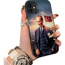 HONTINGA iPhone 12 Mini ile Uyumlu Kılıf Silikon Kenar Sert Arka Kamera Koruyucu Basitlik Anti Düşme Kamera Sevgili Çift Kılıf Atatürk Desen Couple Telefon Kılıfı K1-2499
