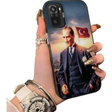 HONTINGA Xiaomi Redmi Note 10 4g ile Uyumlu Kılıf Silikon Kenar Sert Arka Kamera Koruyucu Basitlik Anti Düşme Kamera Sevgili Çift Kılıf Atatürk Desen Couple Telefon Kılıfı K1-2499