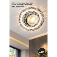 Yenilig 3 Adet CT-6584 Cam Spot Armatür Berfin – GU10 Duy Boş Kasa, Krom Cam Gövde, Dekoratif Iç Mekan Spot, Glass Spot Fixture