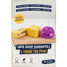 Ofis Shop Trend & Viral 3'lü Gıda Seti - Butter Tereyağı, Delikli Peynir ve Simli Çin Mantısı (Bao Squishy)