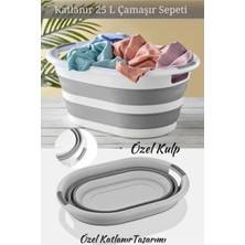 Silky Real Std Katlanabilir Silikon Çamaşır Sepeti Lüx Sepet, Çok Amaçlı Düzenleyici 25 L Katlanır Sepet Klasik