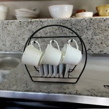 Silky Real Siyah Metal Kahve Fincan Askı Standı Kupa Askısı Tabak Bölmeli