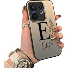 HONTINGA Vivo X200 Fe ile Uyumlu Kılıf Silikon Kenar Sert Arka Kamera Koruyucu Basitlik Anti Düşme Kamera Sevgili Çift Kılıf E Harfi Desen Couple Telefon Kılıfı K1-2496