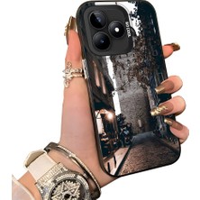 HONTINGA Realme C53 ile Uyumlu Kılıf Silikon Kenar Sert Arka Kamera Koruyucu Basitlik Anti Düşme Kamera Sevgili Çift Kılıf Galata Kulesi Desen Couple Telefon Kılıfı K1-2501