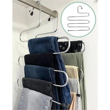 Silky Real 3 Adet Metal Dolap Içi Krom Askı 5 Katlı Paslanmaz Organizer Pantalon Eşarp Etek Askısı