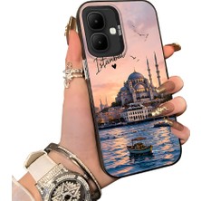 HONTINGA Infinix Smart 10 ile Uyumlu Kılıf Silikon Kenar Sert Arka Kamera Koruyucu Basitlik Anti Düşme Kamera Sevgili Çift Kılıf Istanbul Desen Couple Telefon Kılıfı K1-2492