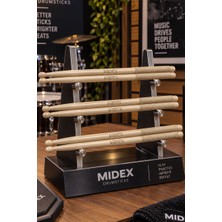 Midex GFK-801WD-3X 5A Bateri Baget Kırılmaz Polyemid Ahşap Renk Davul Bageti 5A Drumsticks 6 Adet (3 Çift)