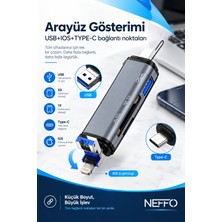 Neffo 3in1 USB Otg Kart Okuyucu Type-C ve Micro USB Uçlu Pc Notebook Uyumlu Mikro Sd Kart Okuyucu