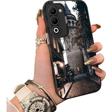 HONTINGA Oppo A5 5g ile Uyumlu Kılıf Silikon Kenar Sert Arka Kamera Koruyucu Basitlik Anti Düşme Kamera Sevgili Çift Kılıf Galata Kulesi Desen Couple Telefon Kılıfı K1-2501