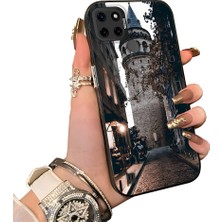 HONTINGA Realme C21Y ile Uyumlu Kılıf Silikon Kenar Sert Arka Kamera Koruyucu Basitlik Anti Düşme Kamera Sevgili Çift Kılıf Galata Kulesi Desen Couple Telefon Kılıfı K1-2501