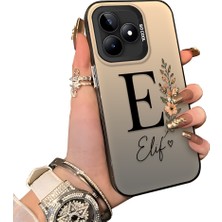 HONTINGA Realme C53 ile Uyumlu Kılıf Silikon Kenar Sert Arka Kamera Koruyucu Basitlik Anti Düşme Kamera Sevgili Çift Kılıf E Harfi Desen Couple Telefon Kılıfı K1-2496