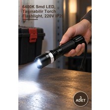 Yenilig 3 Adet CT-8025 Şarj Edilebilir LED El Feneri – 6400K Smd Led, Taşınabilir Torch Flashlight, 220V IP20