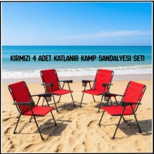 Argeus Uyguna-Yakala Kırmızı 4 Adet Katlanır Kamp Sandalyesi SETI-TAB.352