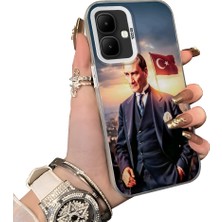 HONTINGA Infinix Smart 10 ile Uyumlu Kılıf Silikon Kenar Sert Arka Kamera Koruyucu Basitlik Anti Düşme Kamera Sevgili Çift Kılıf Atatürk Desen Couple Telefon Kılıfı K1-2499