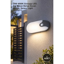 Yenilig 1 Adet CT-7093 Sıva Üstü Sensörlü Armatür – 20W 4000K Günışığı Led, Dış Mekan Bahçe Duvarı Montaj, Sensor Light
