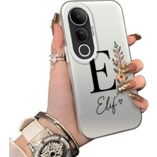 HONTINGA Vivo V50 Lite ile Uyumlu Kılıf Silikon Kenar Sert Arka Kamera Koruyucu Basitlik Anti Düşme Kamera Sevgili Çift Kılıf E Harfi Desen Couple Telefon Kılıfı K1-2496