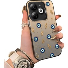 HONTINGA Infinix Smart 8 ile Uyumlu Kılıf Silikon Kenar Sert Arka Kamera Koruyucu Basitlik Anti Düşme Kamera Sevgili Çift Kılıf Nazar Boncuğu Desen Couple Telefon Kılıfı K1-2498
