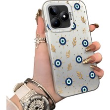 HONTINGA Realme C53 ile Uyumlu Kılıf Silikon Kenar Sert Arka Kamera Koruyucu Basitlik Anti Düşme Kamera Sevgili Çift Kılıf Nazar Boncuğu Desen Couple Telefon Kılıfı K1-2498