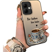 HONTINGA Infinix Smart 10 ile Uyumlu Kılıf Silikon Kenar Sert Arka Kamera Koruyucu Basitlik Anti Düşme Kamera Sevgili Çift Kılıf Türk Kahvesi Desen Couple Telefon Kılıfı K1-2497