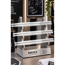 Midex GFK-801WH-3X 5A Bateri Baget Kırılmaz Polyemid Beyaz Renk Davul Bageti 5A Drumsticks 6 Adet (3 Çift)