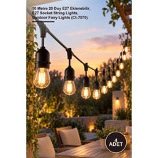 Yenilig 4 Adet Sarmaşık Dış Mekan Armatür – 10 Metre 20 Duy E27 Eklenebilir, E27 Socket String Lights, Outdoor Fairy Lights (CT-7070)