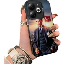 HONTINGA Infinix Smart 8 ile Uyumlu Kılıf Silikon Kenar Sert Arka Kamera Koruyucu Basitlik Anti Düşme Kamera Sevgili Çift Kılıf Atatürk Desen Couple Telefon Kılıfı K1-2499