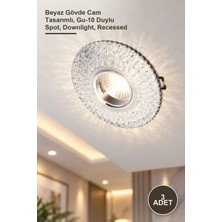 Yenilig 3 Adet CT-6615 Kristal Cam Spot Armatür – Beyaz Gövde Cam Tasarımlı, Gu-10 Duylu Spot, Downlight, Recessed