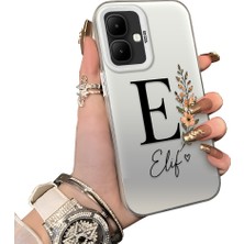 HONTINGA Infinix Smart 10 ile Uyumlu Kılıf Silikon Kenar Sert Arka Kamera Koruyucu Basitlik Anti Düşme Kamera Sevgili Çift Kılıf E Harfi Desen Couple Telefon Kılıfı K1-2496