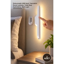 Yenilig 3 Adet CT-5249 Martı LED Aplik – Dokunmatik USB Şarjlı Taşınabilir Duvar Lambası, Yatak Başı Aydınlatma, Wall Light