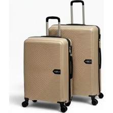 Away Çizgili Model 2’li Orta Boy + Büyük Boy Gold Valiz Seti