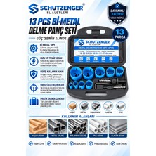 SCHUTZENGER 13 Parça Bi-Metal Panç Seti 19–64 mm Ahşap Metal Plastik Pvc Delme Testeresi – Çantalı