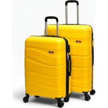 Away Dalgalı Model 2’li Orta Boy + Büyük Boy Sarı Valiz Seti