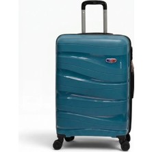 Away Dalgalı Model Orta Boy Petrol Valiz