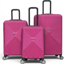 Away Quell Model 3’lü Kabin Boy + Orta Boy + Büyük Boy Fuşya Valiz Seti