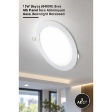 Yenilig 5 Adet CT-5148B LED Slim Panel Spot Armatür – 15W Beyaz (6400K) Sıva Altı Panel Ince Alüminyum Kasa Downlight Recessed
