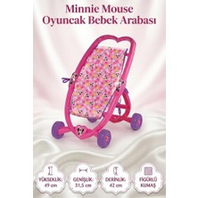 Farbu Oyuncak Minnie Mouse Tasarımlı Pembe Pusetli 49 cm Sevimli Dayanıklı Oyuncak Bebek Arabası