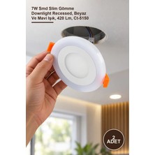 Yenilig 2 Adet CT-5150B Panel LED Armatür – 7W Smd Slim Gömme Downlight Recessed, Beyaz ve Mavi Işık, 420 Lm, CT-5150