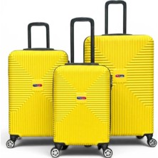 Away Quell Model 3’lü Kabin Boy + Orta Boy + Büyük Boy Sarı Valiz Seti